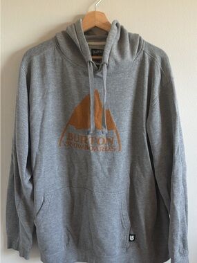 Burton Gray Hoodie with Orange Logo Pullover